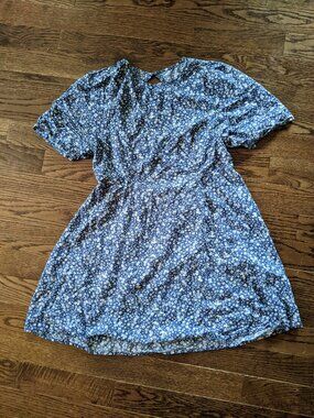Women's Cotton Blue Floral Large Dress